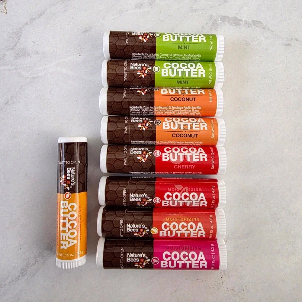 Nature's Bees Cocoa Butter‎ Lip Balm Unisex 9 Pack Multi Moisturizing Variety